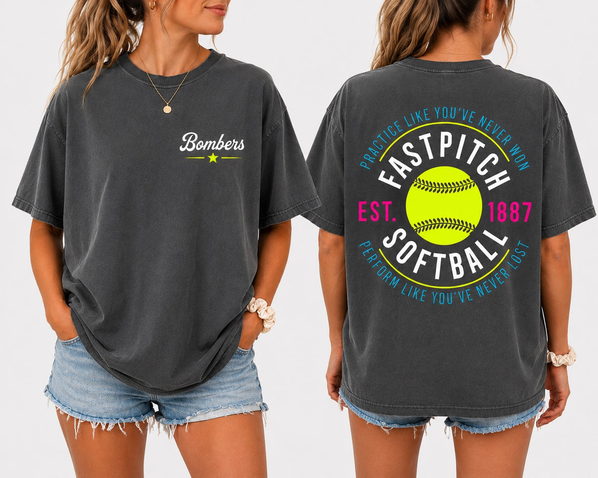 Bombers Fastpitch Softball Comfort Colors Tee – Graphite